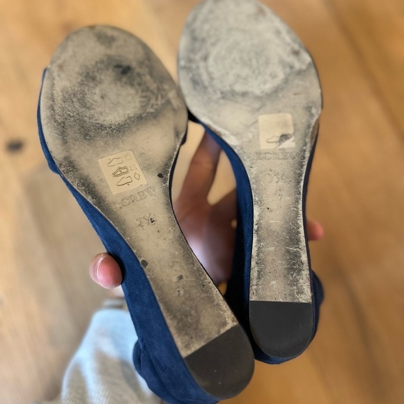 J. Crew Blue Suede Wedge Women's Sandals - Picture 6 of 6